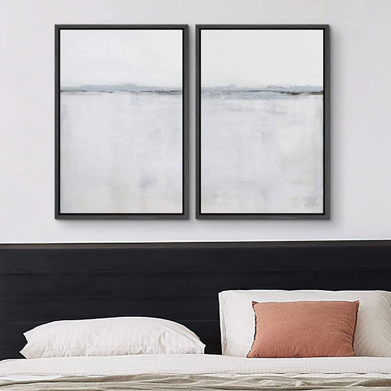 Ensemble de 2 peintures encadrées sur toile, Noir, H 24 po x l 32 po x P 1,5 po