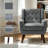 Davey Upholstered Gray Linen Blend Tufted Wide Back Armchair with Solid Wood Leg-1917714911