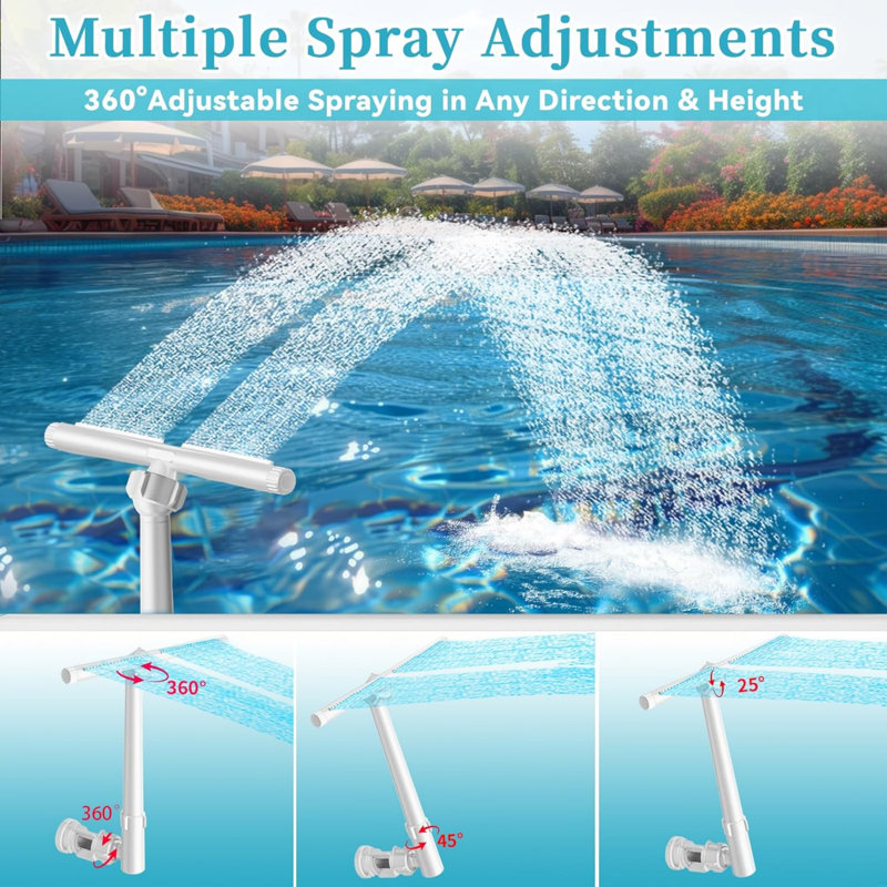 Dual Spray Pool Fountain With 360° Adjustable Nozzle For Above Ground And In-Ground Pools - Enhance Your Pool Oasis With A Refreshing Water Feature