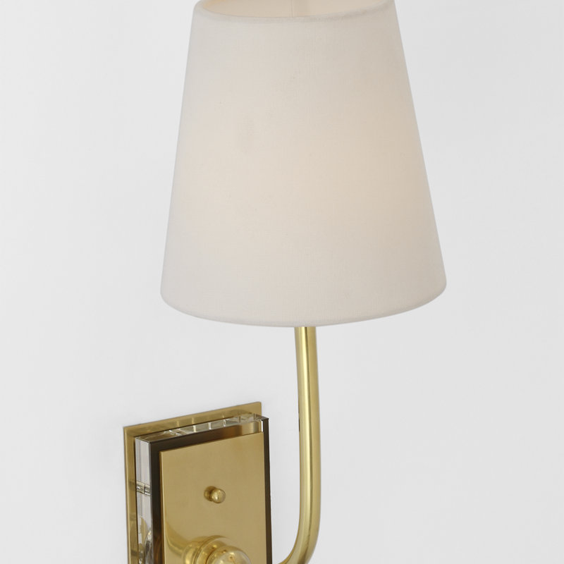 Thomas O'Brien Hulton 17" Cordless Single Sconce with Linen Shade, Hand-Rubbed Antique Brass