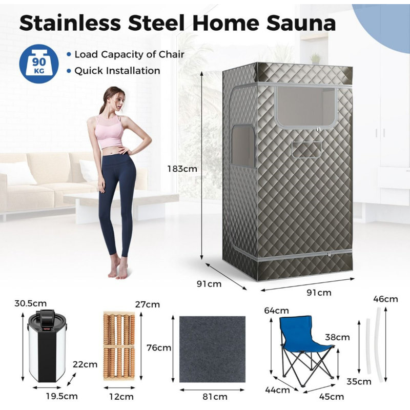 Luch 1 - Person Portable Traditional Steam Sauna with Remote Control, Grey