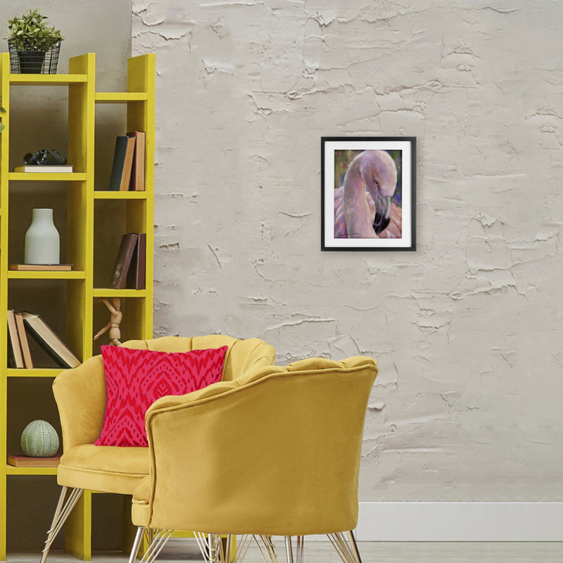 «Mingo The Flamingo», reproduction encadrée sous verre, conception de Mary Sparrow, Noir, H 16 po x l 13 po