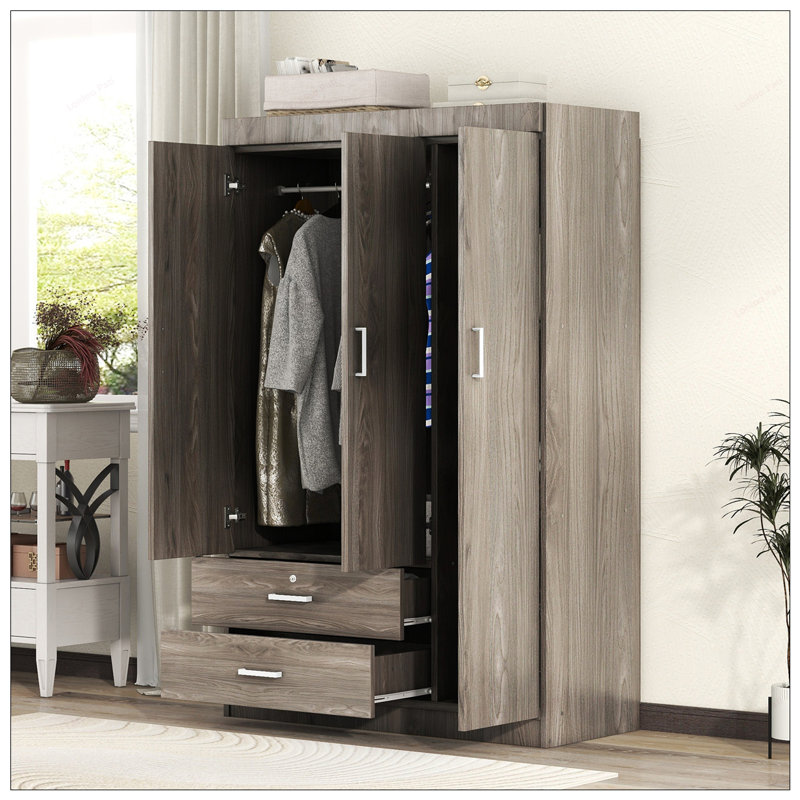 Élégante garde-robe à trois portes avec rangement spacieux, fabrication durable et design moderne pour une vie organisée