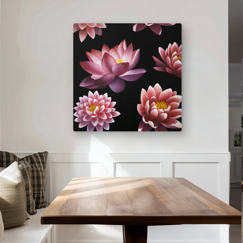 Lotus Flower Pattern - Pink Metal Print for Home Decor
