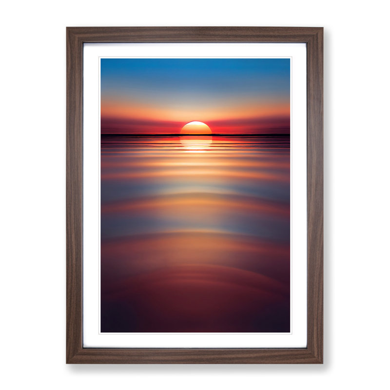 Cool Sunset - Single Picture Frame Painting, 46cm H x 34cm W x 2cm D, Walnut