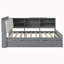 Lit plateforme en bois robuste | Tête de lit avec rangement, tablette rotative et lit gigogne pour chambre d'amis-307549215-307549200