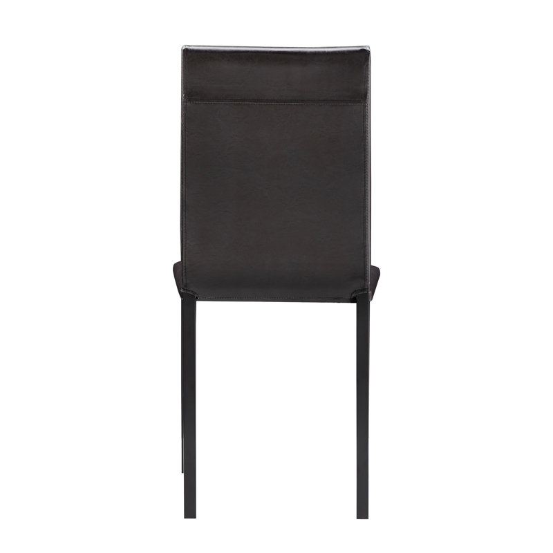 Mizell 18'' H Polyurethane Upholstered Side Chair, Dark Brown, Black