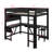 Full-Size Gaming Loft Bed With Built-In Desk, Charging Station And LED Lights, Includes Storage Shelf, Cloth Bag And Sturdy Wood Frame-1063452251