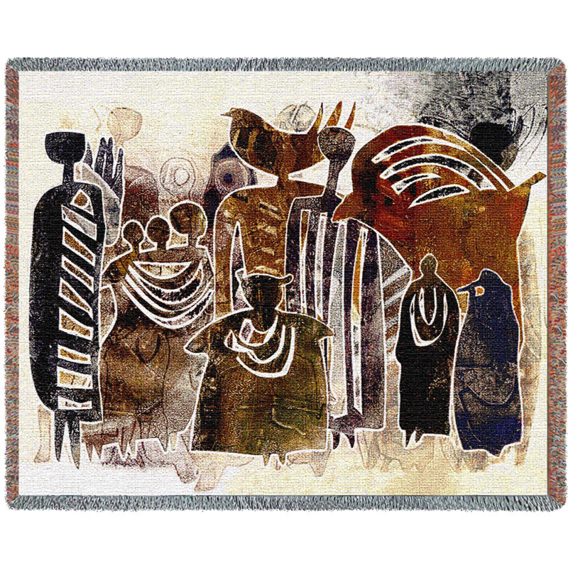 Pure Country Weavers Earthmarks Blanket by David Manje - African Cultural Gift Tapestry Throw Woven from Cotton - Made in The USA (72x54)