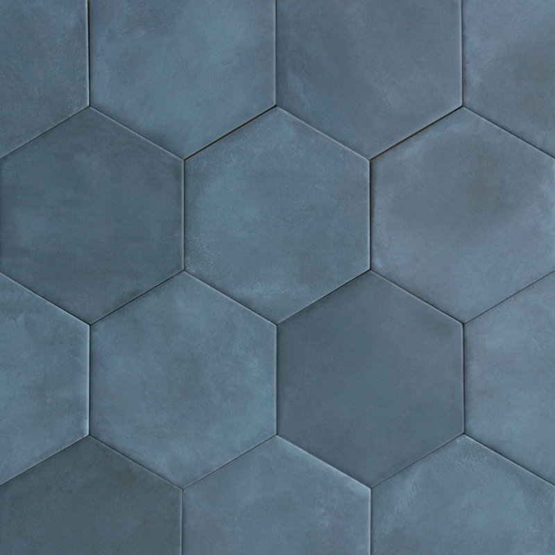 Chromatica 6" Hexagon Porcelain Wall and Floor Tile, Blue