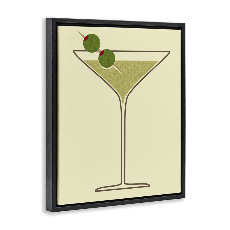 «Martini with Olives» par Daphne Polselli, Cadre flottant noir de jais, H 21 po x l 17 po