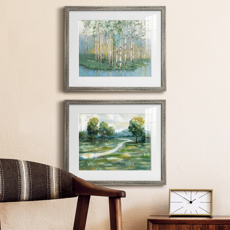 Birch Reflections Revisité - reproduction encadrée de qualité supérieure - prête à être accrochée