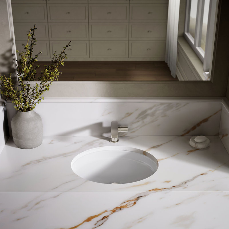 Canvas® Metal Oval Undermount Bathroom Sink with Overflow, Biscuit