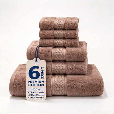 100% Combed Cotton 6-Piece Bath Towel Set  Ultra Soft & Highly Absorbent Towels for Bathroom