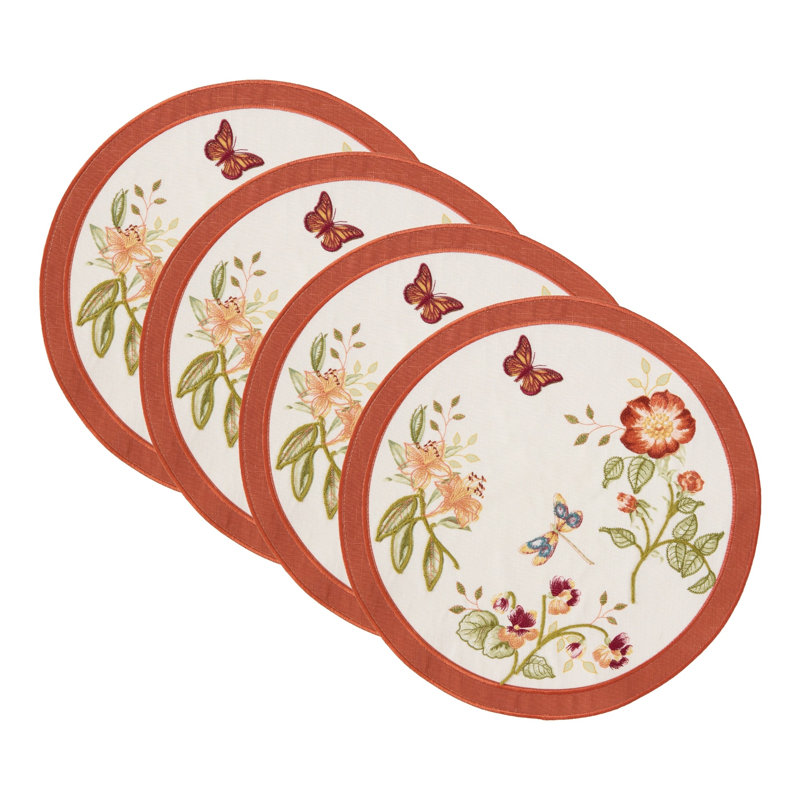 Ensembles de table Lenox Butterfly Meadow Automne brodés, ensemble de 4, multicolores - 38 cm x 38 cm