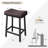 24'' Counter Height Bar Stools Set of 2 – Backless Upholstered Saddle Seat, Padded Curved PU Leather Cushion, Easy Assembly, Black Frame & Brown Cushion, 2PACK