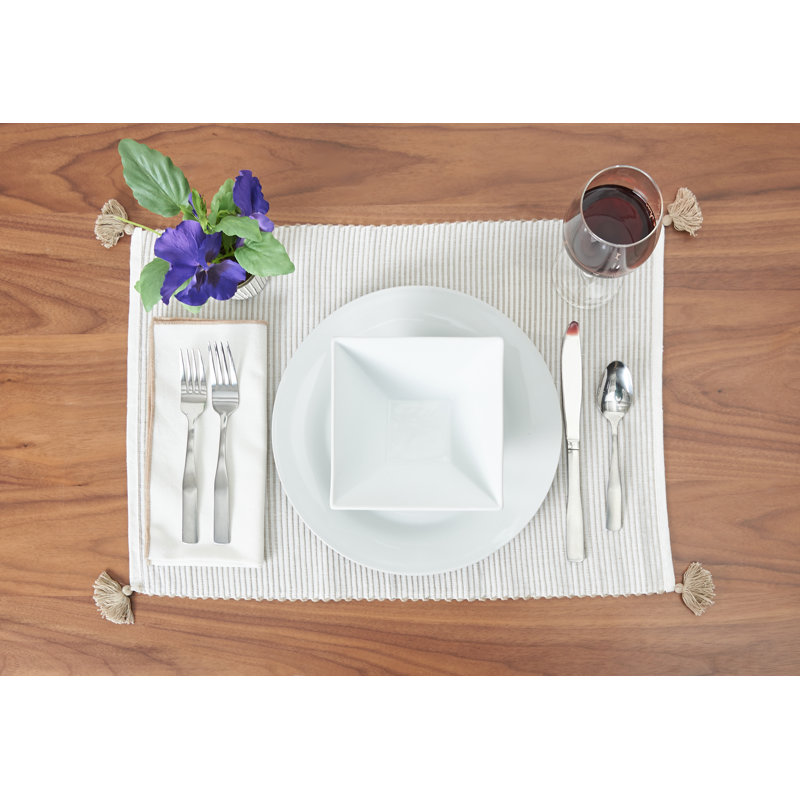 Beck 100% Cotton Striped Square Napkin, Brown