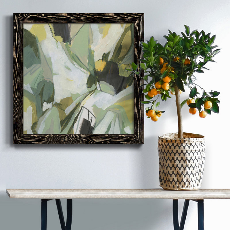 Toile encadrée Lichen électrique I-Premium - prête à être accrochée, H 35,5 po x l 35,5 po x P 1,5 po, Cadre noir