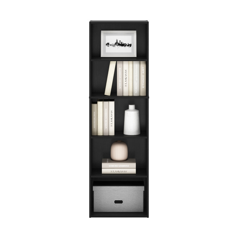 Bibliothèque standard Cannice, Bois noir, (5 tablettes) H 52,1 po x l 15,8 po x P 9,4 po