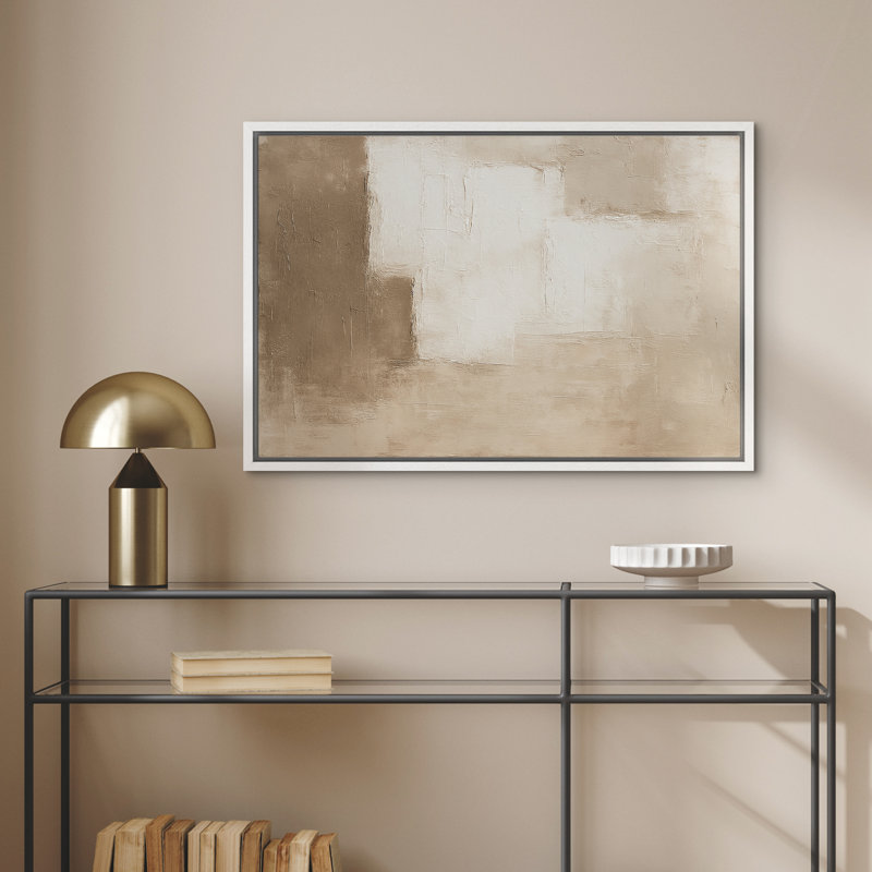"Neutral Color Block", art mural abstrait sur toile beige et blanc minimaliste pour un décor de salon ou de bureau moderne