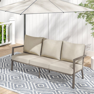 Canapé d'extérieur 1 pièce en aluminium avec coussins beiges Mornlift