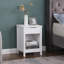 Table de chevet avec tiroir, table de bout à 3 niveaux avec tiroir de rangement et tablette, table de chevet moderne pour chambre à coucher, salon - blanc rétro