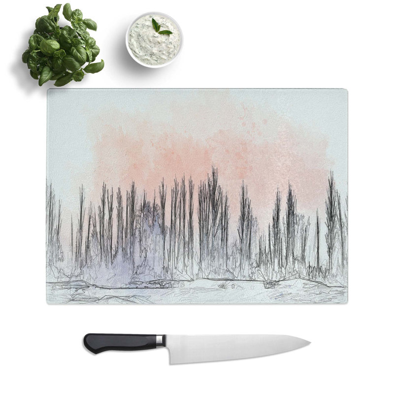 Tempered Glass a Winter Forest Chopping Board, 28.5 cm W x 20 cm L