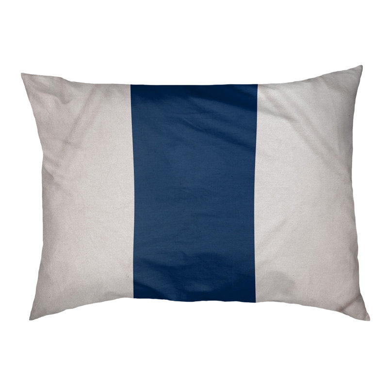 Coussin Arizona, Moyen (l 28 po x P 18 po x H 9,5 po), Blanc / bleu marine / blanc