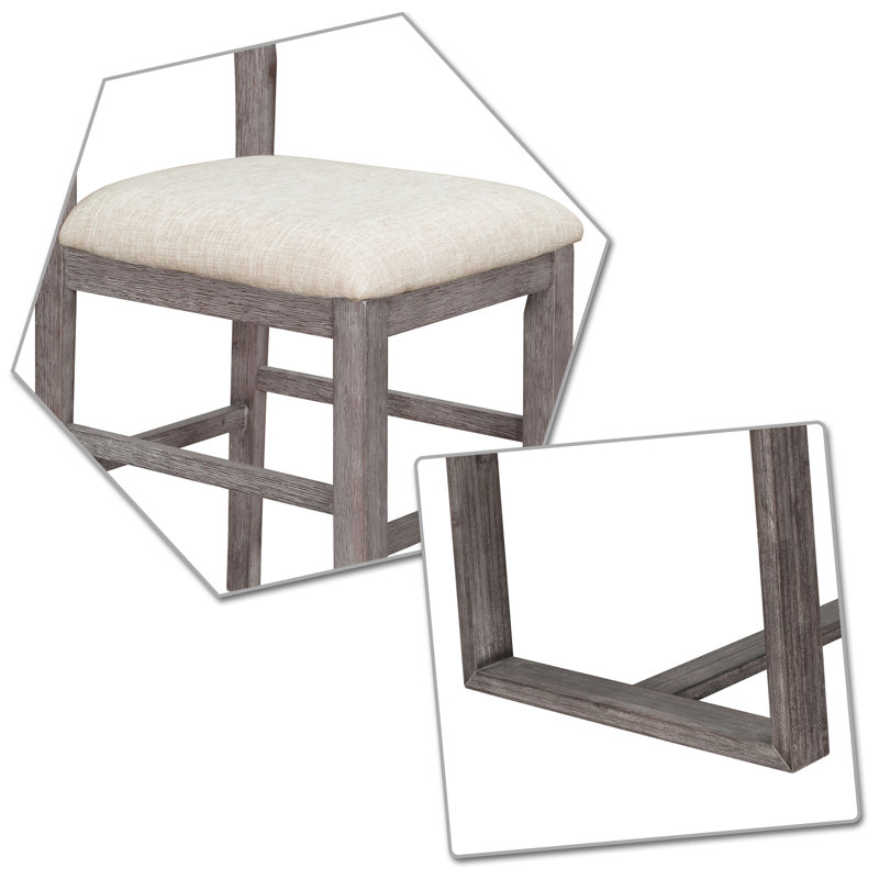 Practical Dining Table Set With rectangular Table leg frames and Four upholstered dining chairs, Gray