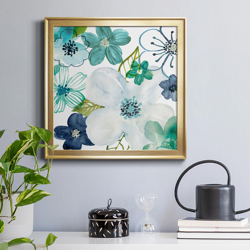 Layers of Summer II - Toile encadrée de qualité supérieure - prête à être accrochée, H 26,5 po x l 26,5 po x P 1,5 po, Or