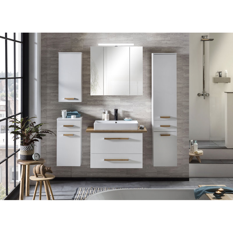 Duo mm Wide mm H Surface Mirrored Cabinet with Mirror and 6 Adjustable Shelves