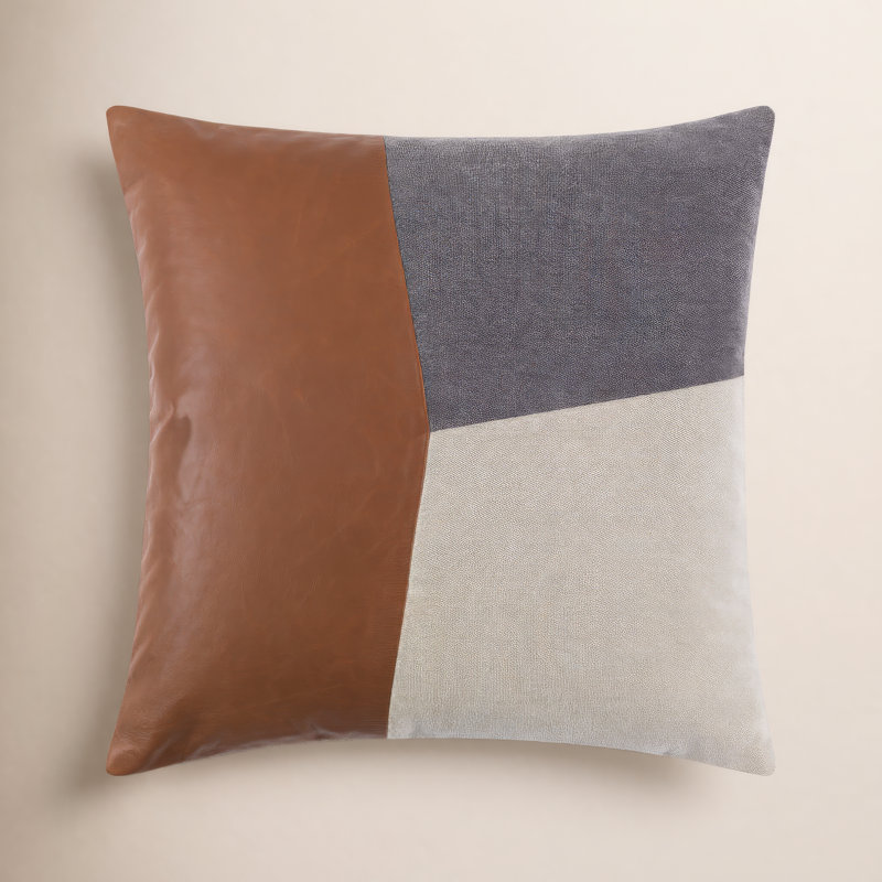 Tawny Patchwork Cotton Blend Throw Pillow, 20" H x 20" W, Polyester/Polyfill