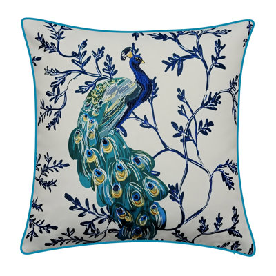 Embroidered Outdoor Reversible Throw Pillow