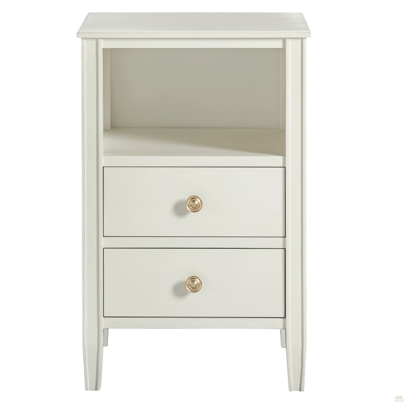 Table de chevet à 2 tiroirs Winston - Blanc antique, Antique White