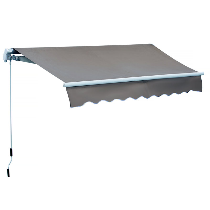 Outsunny 8' X 7' Patio Retractable Awning, Manual Exterior Sun Shade Deck Window Cover