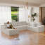 Canapé modulaire en forme de U de 132 po pour 5 personnes Koli, velours côtelé blanc, faisant face à droite-1848866077-1848866078