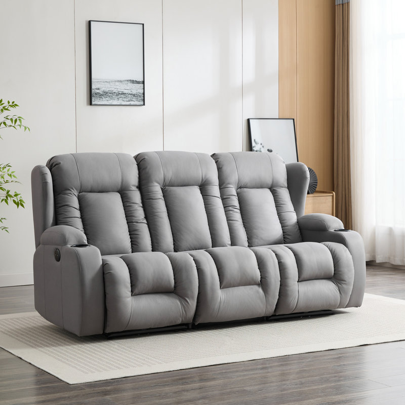 Andreaz 3 Seater Linen Reclining Sofa, Power - Push Button