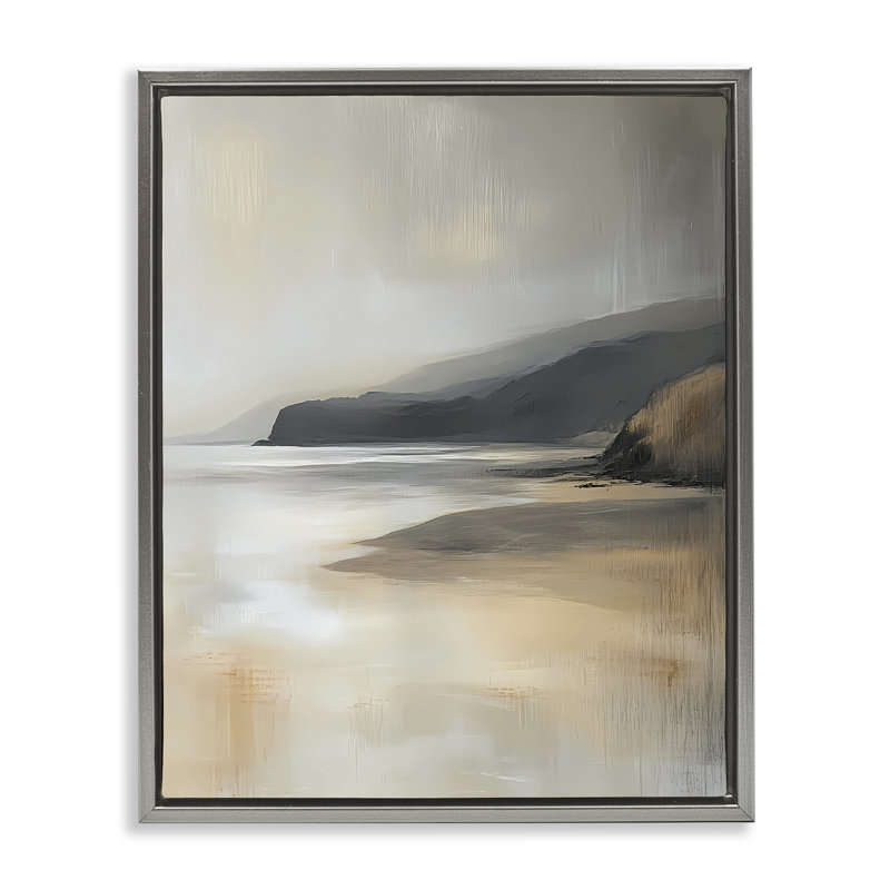 Cadre flottant Peachy Paynes Cove, design par Walker Noble, H 31 po x l 25 po, Cadre flottant gris lustré