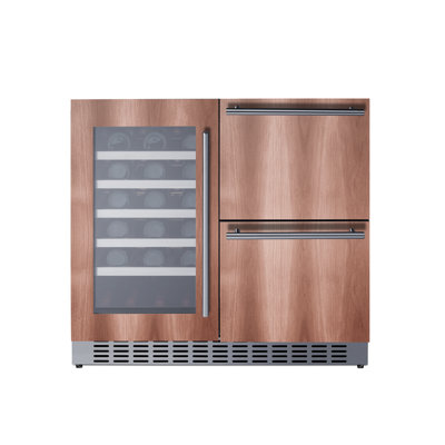 Summit Appliance 36" Wide Combination Wine Cellar & 2-Drawer Refrigerator  (Panel Not Included)