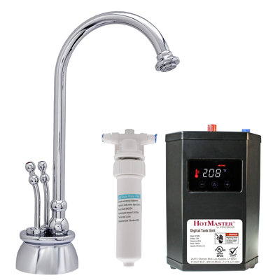 Docalorah 10" 2-Handle Hot and Cold Water Dispenser Faucet with Digital Tank and Filter