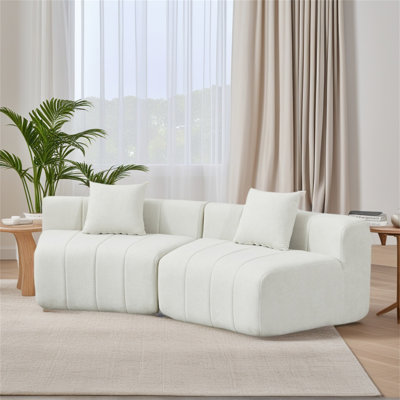 Canapé modulaire courbé en chenille avec 2 coussins