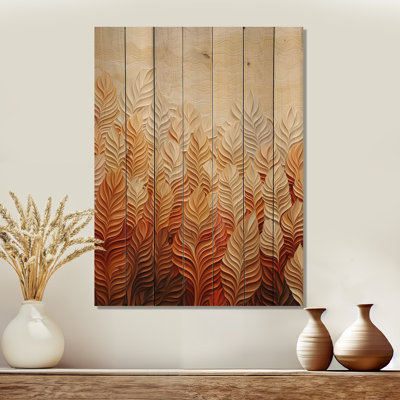 Fougères dansant en automne - Paysage, art mural sur bois de pin naturel