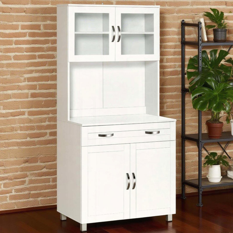 Armoire de rangement autoportante avec portes en verre Kitchen Pantry