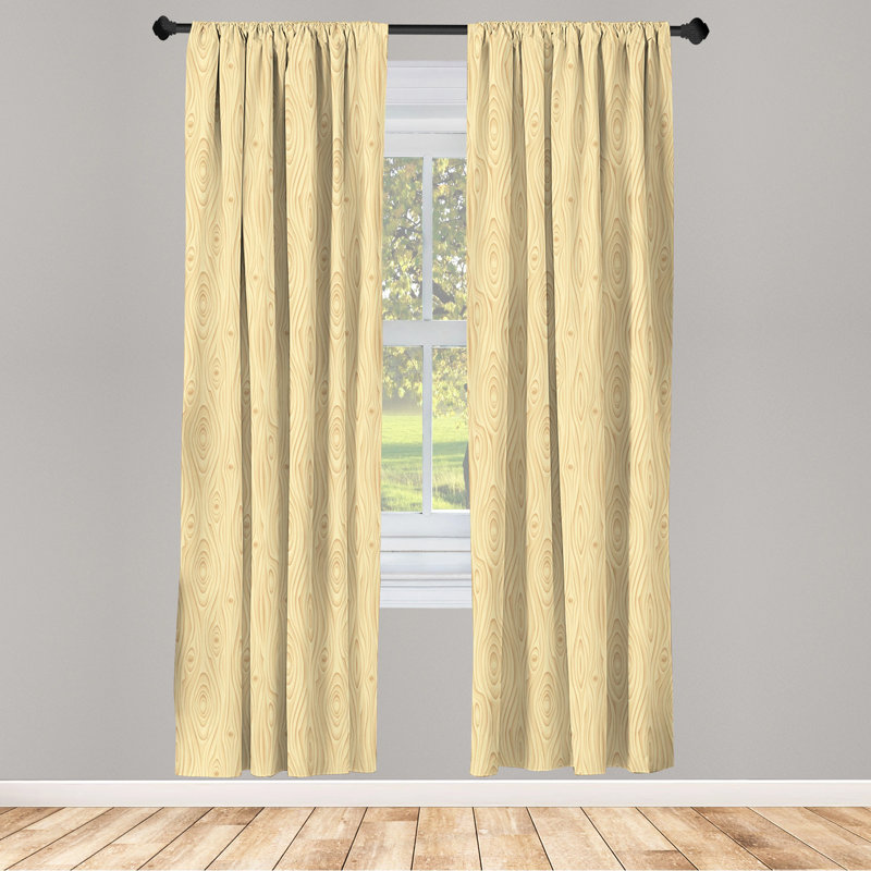 Wooden Texture Semi-Sheer Rod Pocket Sliding Panel, 28" x 95"