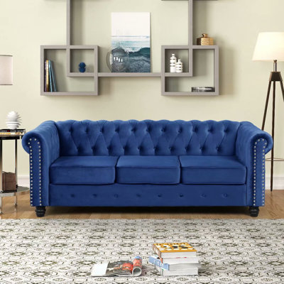Canapé Chesterfield à accoudoirs roulés 80 po Adolina