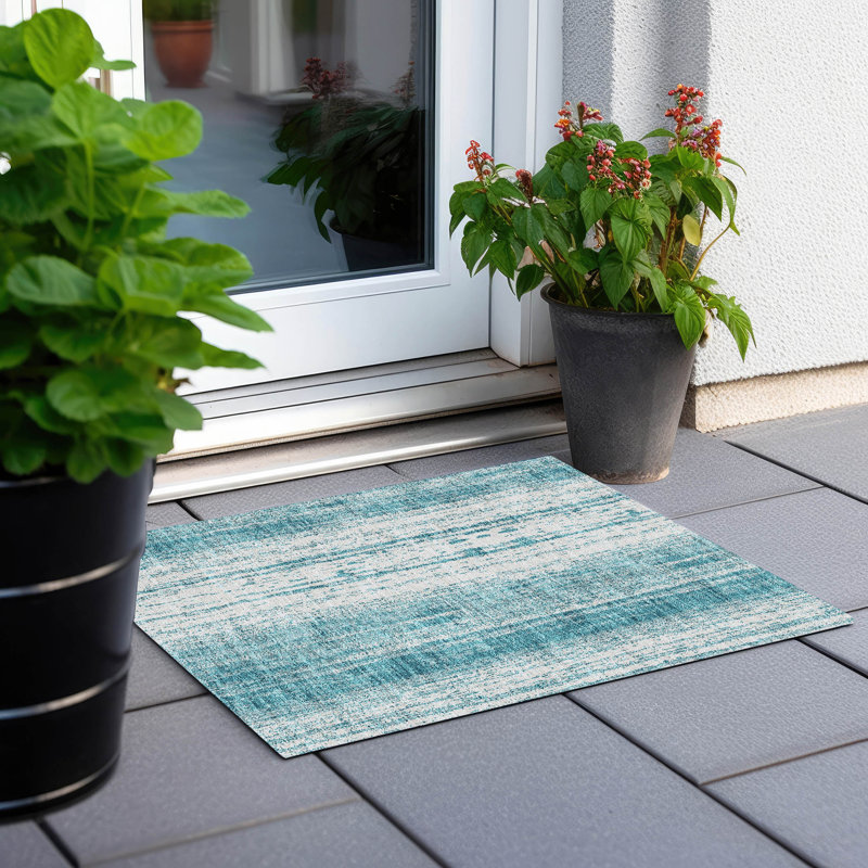 Malek Washable Abstract Indoor / Outdoor Rug, Rectangle 1'8" x 2'6"