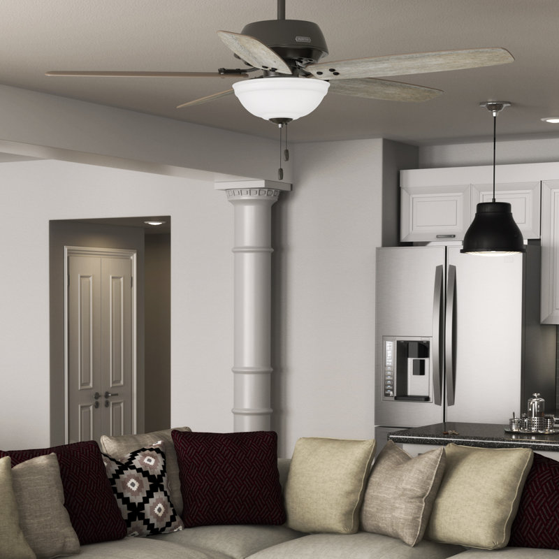 Reveille 60" 5 - Blade Ceiling Fan With Lights And Pull Chain, Noble Bronze