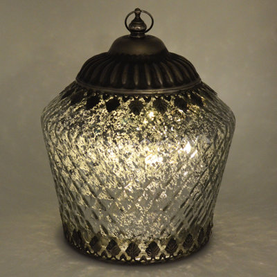 Silver LED Moroccan Style Lantern