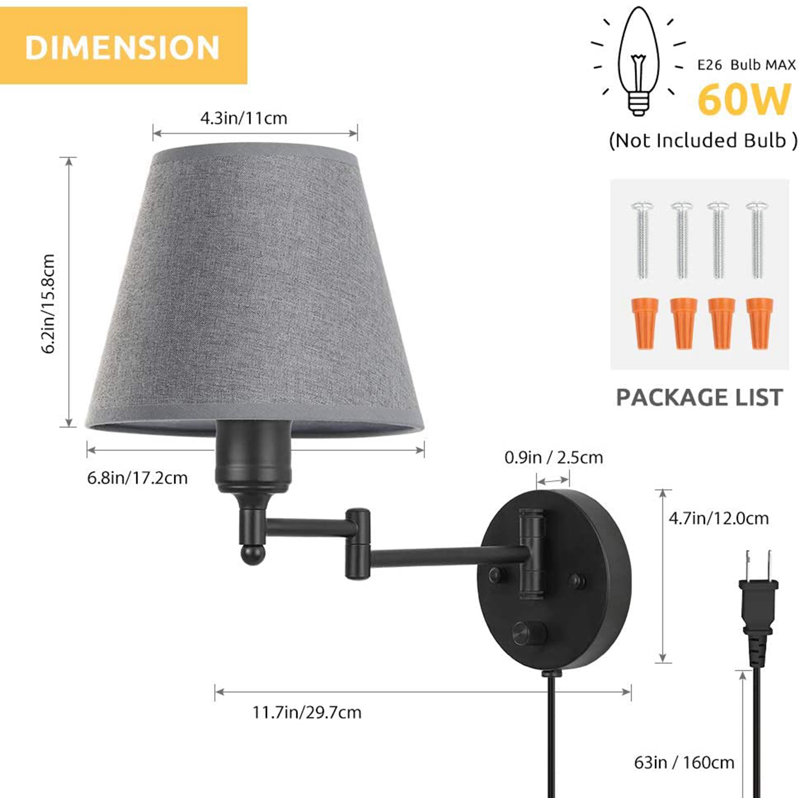 Bras articulé gris foncé à 2 lumières enfichables