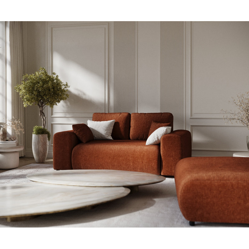 Two-seater square arms loveseat sofa, Copper